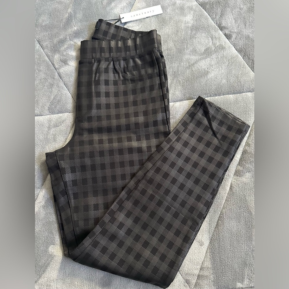 Sanctuary Black Plaid Print Leggings- Small - Picture 2 of 12